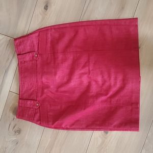 Worthington red denim stretch pencil skirt women's petite 2